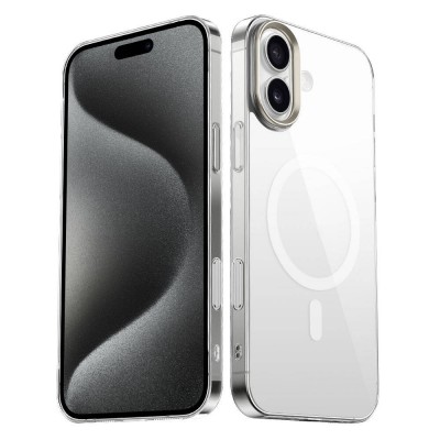 Bal-z Apple iPhone 16 Plus Kılıf M-safe Şarj Özellikli Şeffaf Cam Arka Yüzey Zore G-Glass Kapak