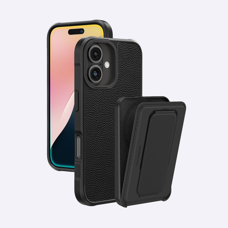 Bal-z Apple iPhone 16 Plus Kılıf M-safe Şarj Özellikli Standlı Kartlıklı Set Amazinghing Glamour Luxe Serisi Kapak