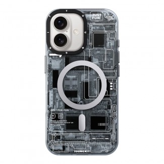 Apple iPhone 16 Plus Kılıf M-safe Şarj Özellikli Youngkit Technology Serisi Kapak Apple iPhone 16 Plus Kılıf M-safe Şarj Özellikli Youngkit Technology Serisi Kapak