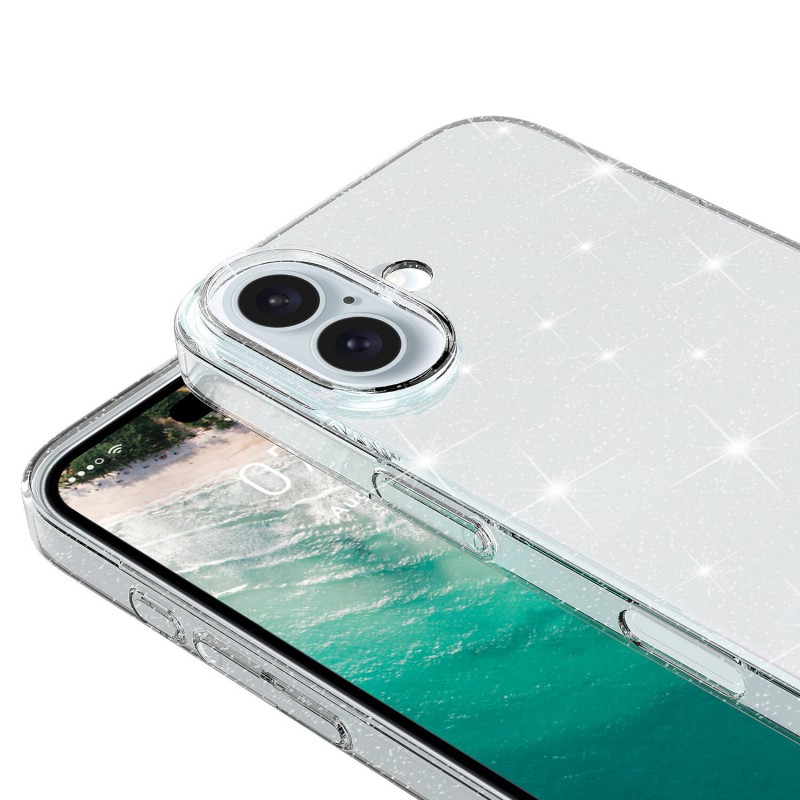 Bal-z Apple iPhone 16 Plus Kılıf Parlayan Simli Şeffaf Zore Redos Kapak