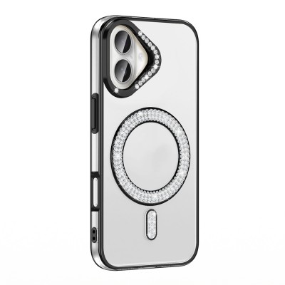 Bal-z Apple iPhone 16 Plus Kılıf Pırlanta Taş Tasarımlı M-safe Şarj Özellikli Zore Karetta Silikon Kapak