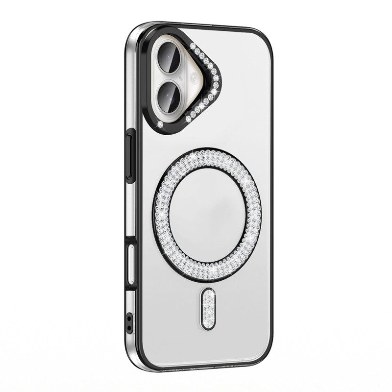 Bal-z Apple iPhone 16 Plus Kılıf Pırlanta Taş Tasarımlı M-safe Şarj Özellikli Zore Karetta Silikon Kapak