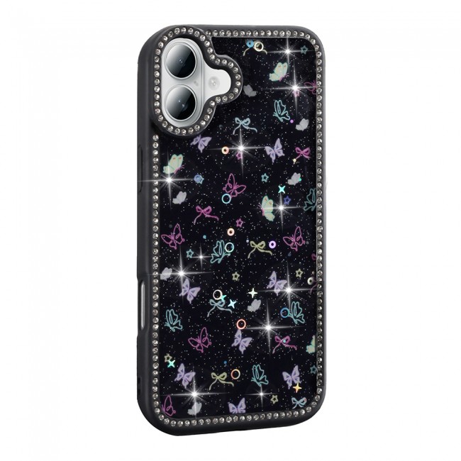 Apple iPhone 16 Plus Kılıf Taşlı ve Simli Tasarım Zore Azra Kapak Apple iPhone 16 Plus Kılıf Taşlı ve Simli Tasarım Zore Azra Kapak