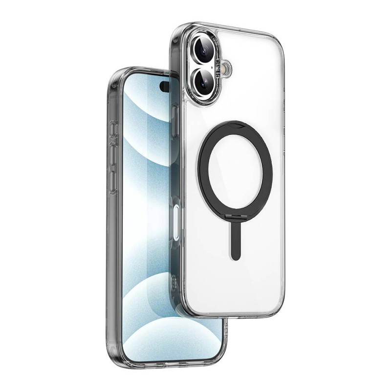 Bal-z Apple iPhone 16 Plus Kılıf Wiwu MCC-201 iShield Ultra Serisi M-safe Şarj Özellikli Standlı Crystal Sert PC Kapak