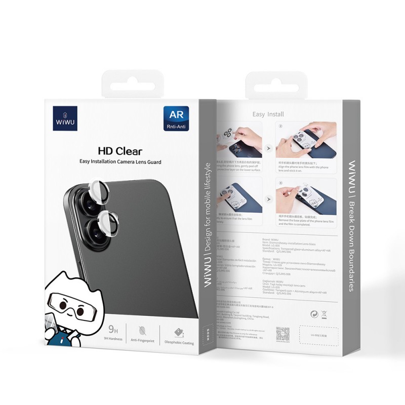 Bal-z Apple iPhone 16 Plus Wiwu LG-007 Lens Guard Oleofobik Anti Reflective Kamera Lens Koruyucu + Kolay Uygulama Aparatlı