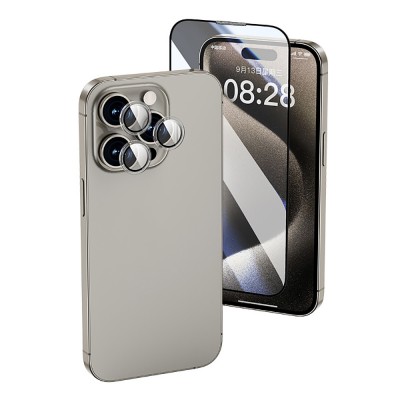 Bal-z Apple iPhone 16 Plus Wiwu Wi-IP002 2in1 Temperli Cam Ahize Toz Önleyici Ekran Koruyucu ve Kamera Lens Koruyucu Set