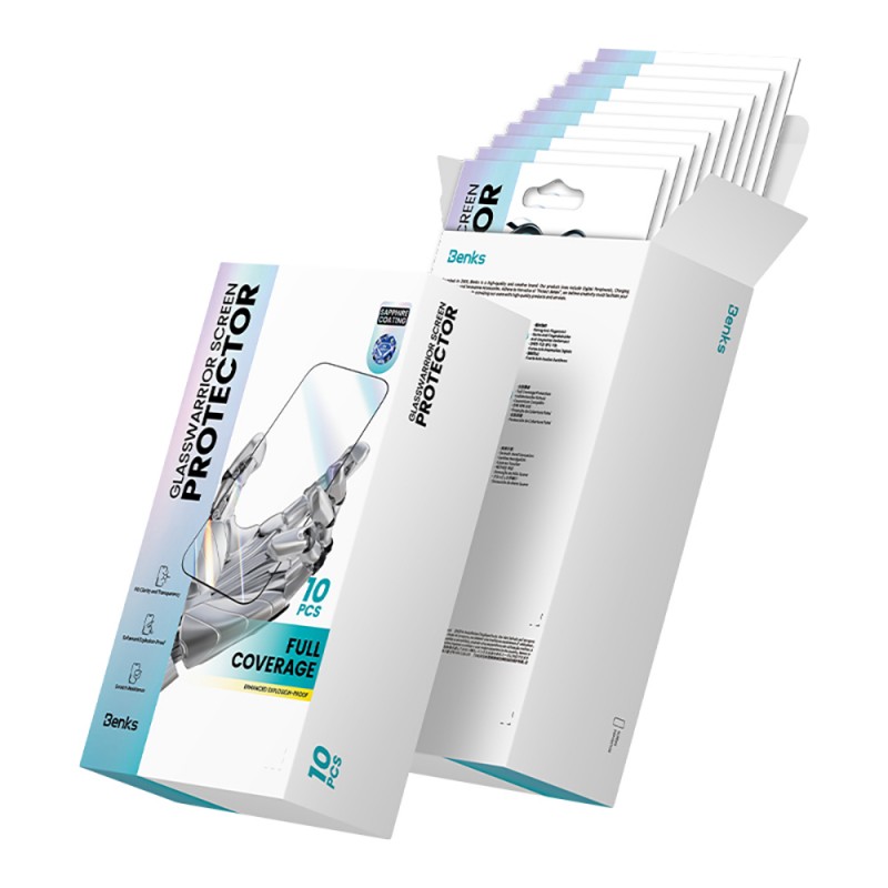 Bal-z Apple iPhone 16 Pro Benks Glass Warrior Safir Coating Ultra İnce Cam Ekran Koruyucu 10'lu Paket