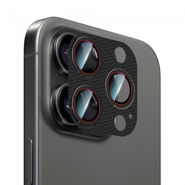 Apple iPhone 16 Pro CaseWorld Karbon Fiber Serisi Anti Reflective Ultra Clear Full Kamera Lens Koruyucu Apple iPhone 16 Pro CaseWorld Karbon Fiber Serisi Anti Reflective Ultra Clear Full Kamera Lens Koruyucu