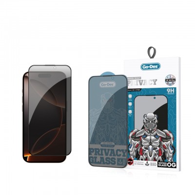 Bal-z Apple iPhone 16 Pro Go Des 9D Full Cover Privacy Temperli Cam Ekran Koruyucu