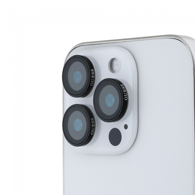 Apple iPhone 16 Pro Guess Orjinal Lisanslı Metal Kamera Lens Koruyucu