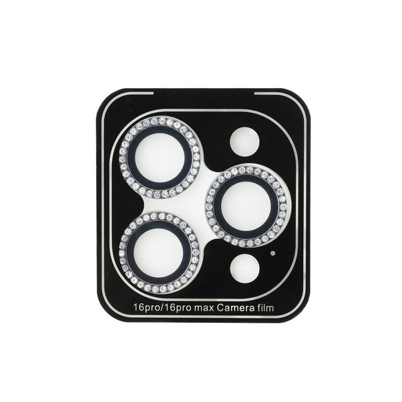 Bal-z Apple iPhone 16 Pro Guess Orjinal Lisanslı Rhinestone Ekran Koruyucu + Lens Koruyucu 2in1 Aksesuar Seti