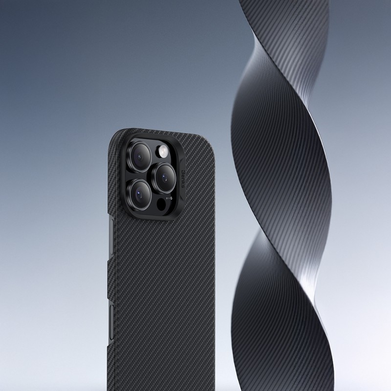 Bal-z Apple iPhone 16 Pro Kılıf Benks M-safe Şarj Özellikli Metal Kamera Çerçeveli Magnetik ArmorAir 600D Kevlar Fiber Kapak