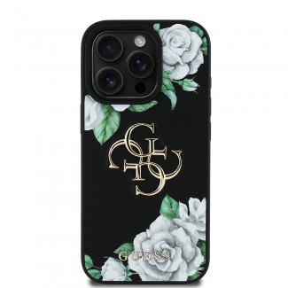 Apple iPhone 16 Pro Kılıf Guess Orjinal Lisanslı Gül Baskılı Büyük Metal Logo Dizaynlı Kapak Apple iPhone 16 Pro Kılıf Guess Orjinal Lisanslı Gül Baskılı Büyük Metal Logo Dizaynlı Kapak