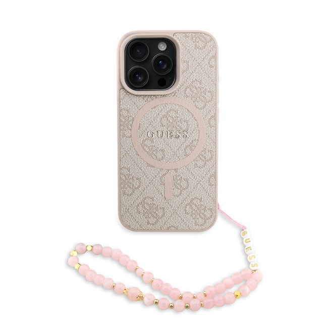 Apple iPhone 16 Pro Kılıf Guess Orjinal Lisanslı M-safe Şarj Özellikli PU Deri Bilek Askı İpli Yazı Logolu Kapak Apple iPhone 16 Pro Kılıf Guess Orjinal Lisanslı M-safe Şarj Özellikli PU Deri Bilek Askı İpli Yazı Logolu Kapak