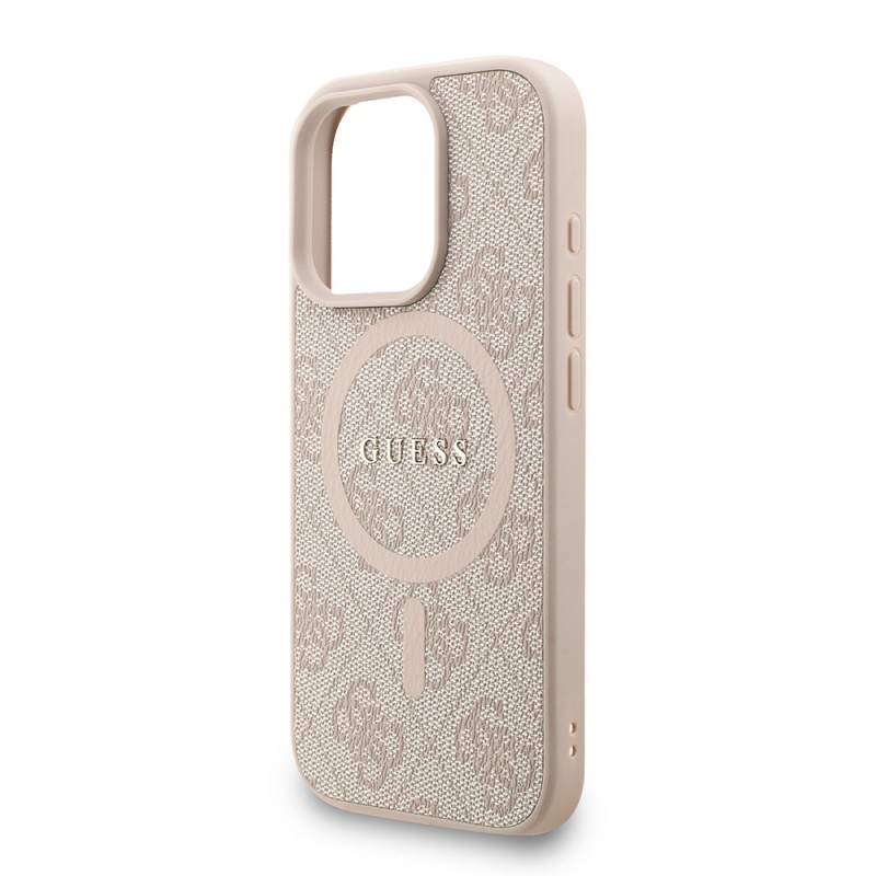 Bal-z Apple iPhone 16 Pro Kılıf Guess Orjinal Lisanslı M-safe Şarj Özellikli PU Deri Bilek Askı İpli Yazı Logolu Kapak