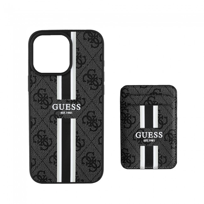 Apple iPhone 16 Pro Kılıf Guess Orjinal Lisanslı Magsafe Şarj Özellikli 4G Desenli Çizgili Kartlıklı Kapak Apple iPhone 16 Pro Kılıf Guess Orjinal Lisanslı Magsafe Şarj Özellikli 4G Desenli Çizgili Kartlıklı Kapak