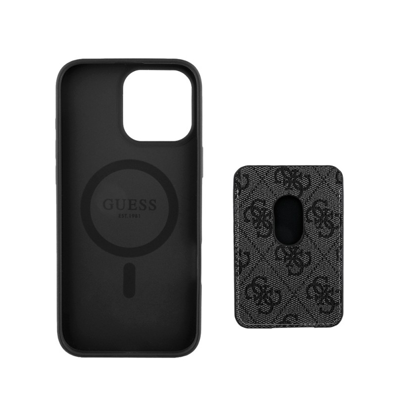 Bal-z Apple iPhone 16 Pro Kılıf Guess Orjinal Lisanslı M-safe Şarj Özellikli 4G Desenli Çizgili Kartlıklı Kapak