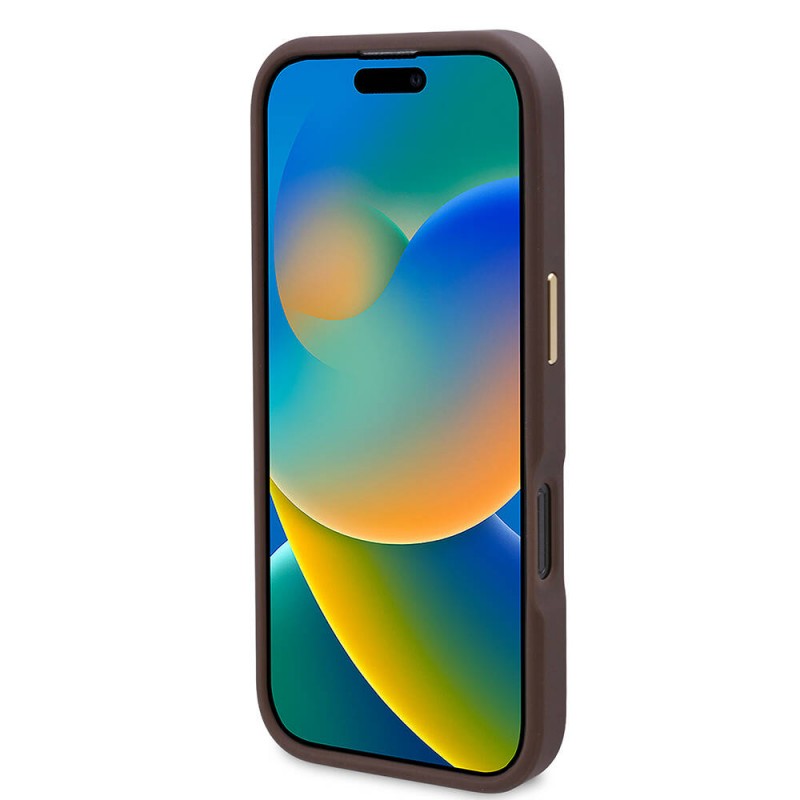 Bal-z Apple iPhone 16 Pro Kılıf Guess Orjinal Lisanslı M-safe Şarj Özellikli 4G Desenli PU Metal Plaka Klasik Logolu Kapak