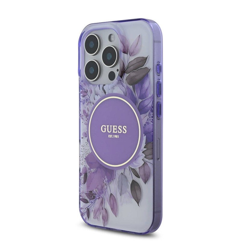 Bal-z Apple iPhone 16 Pro Kılıf Guess Orjinal Lisanslı M-safe Şarj Özellikli Flower Tonal Circle Kapak