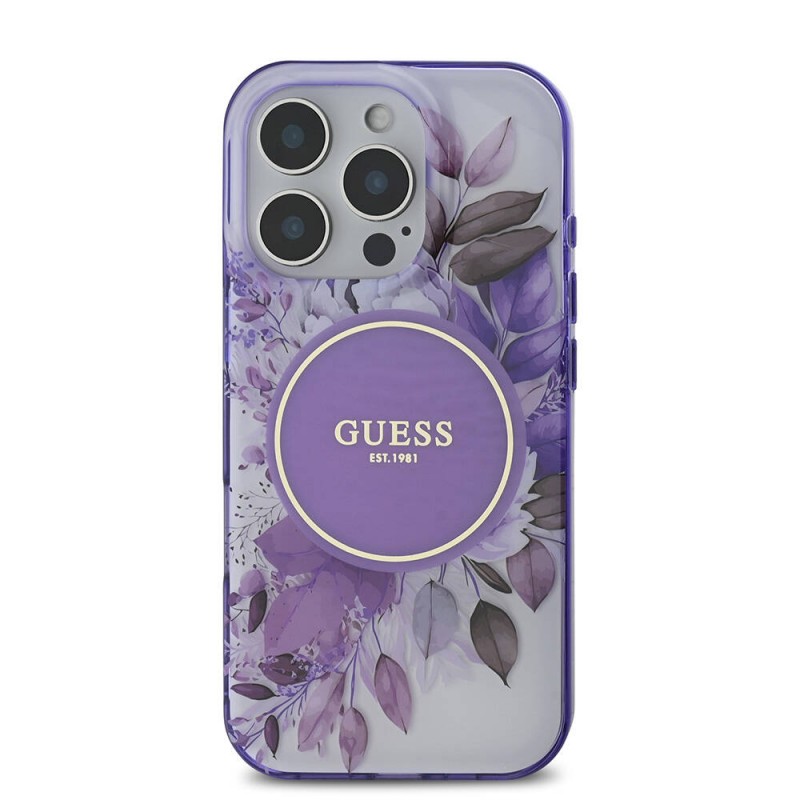 Bal-z Apple iPhone 16 Pro Kılıf Guess Orjinal Lisanslı M-safe Şarj Özellikli Flower Tonal Circle Kapak