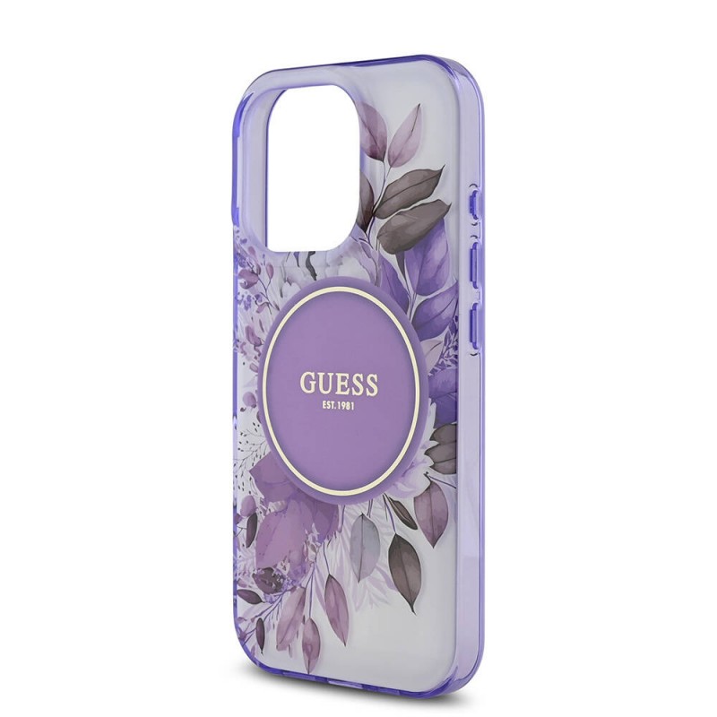 Bal-z Apple iPhone 16 Pro Kılıf Guess Orjinal Lisanslı M-safe Şarj Özellikli Flower Tonal Circle Kapak