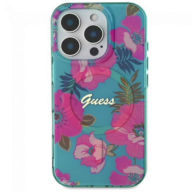 Apple iPhone 16 Pro Kılıf Guess Orjinal Lisanslı Magsafe Şarj Özellikli Flower Tone On Tone Ring Kapak