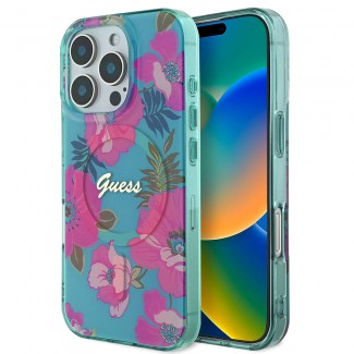 Apple iPhone 16 Pro Kılıf Guess Orjinal Lisanslı M-safe Şarj Özellikli Flower Tone On Tone Ring Kapak Apple iPhone 16 Pro Kılıf Guess Orjinal Lisanslı M-safe Şarj Özellikli Flower Tone On Tone Ring Kapak