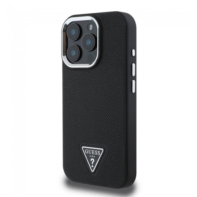 Apple iPhone 16 Pro Kılıf Guess Orjinal Lisanslı Magsafe Şarj Özellikli Grained Triangle Kapak Apple iPhone 16 Pro Kılıf Guess Orjinal Lisanslı Magsafe Şarj Özellikli Grained Triangle Kapak