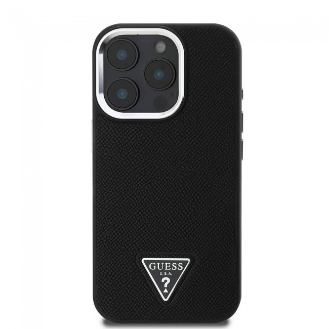 Apple iPhone 16 Pro Kılıf Guess Orjinal Lisanslı Magsafe Şarj Özellikli Grained Triangle Kapak Apple iPhone 16 Pro Kılıf Guess Orjinal Lisanslı Magsafe Şarj Özellikli Grained Triangle Kapak