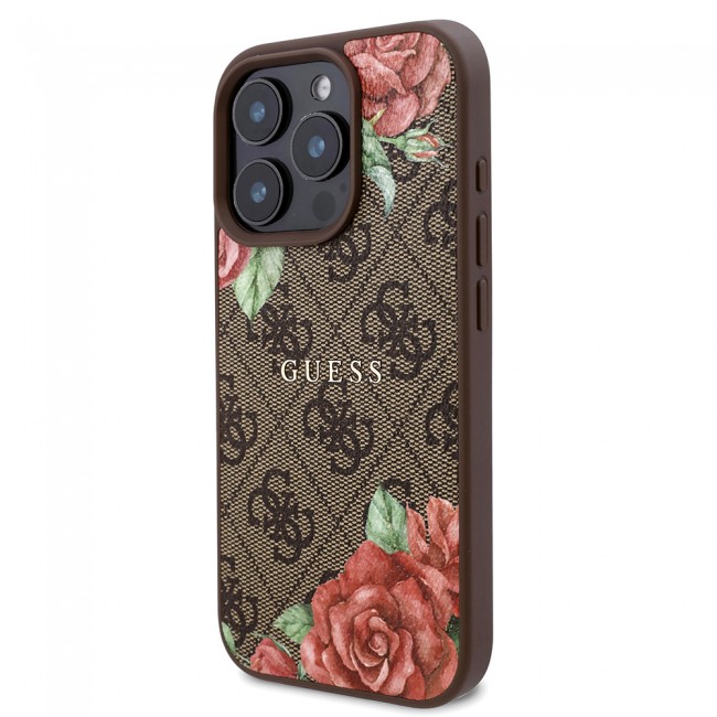 Apple iPhone 16 Pro Kılıf Guess Orjinal Lisanslı Magsafe Şarj Özellikli Gül Baskılı 4G Desenli Yazı Logolu Kapak Apple iPhone 16 Pro Kılıf Guess Orjinal Lisanslı Magsafe Şarj Özellikli Gül Baskılı 4G Desenli Yazı Logolu Kapak