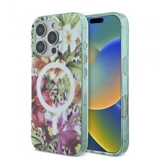 Apple iPhone 16 Pro Kılıf Guess Orjinal Lisanslı M-safe Şarj Özellikli IML Baskılı Jungle Ring Kapak Apple iPhone 16 Pro Kılıf Guess Orjinal Lisanslı M-safe Şarj Özellikli IML Baskılı Jungle Ring Kapak