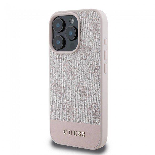 Apple iPhone 16 Pro Kılıf Guess Orjinal Lisanslı Magsafe Şarj Özellikli PU Deri Şerit Logo Dizaynlı Kapak Apple iPhone 16 Pro Kılıf Guess Orjinal Lisanslı Magsafe Şarj Özellikli PU Deri Şerit Logo Dizaynlı Kapak