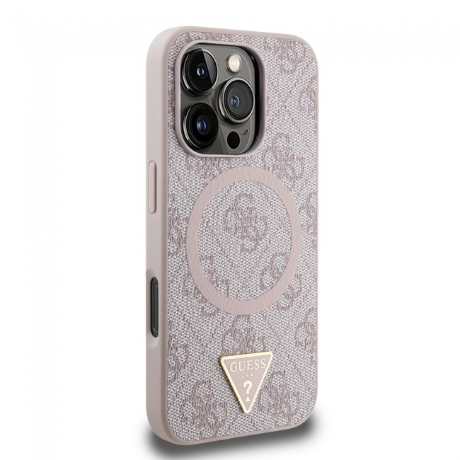 Apple iPhone 16 Pro Kılıf Guess Orjinal Lisanslı Magsafe Şarj Özellikli PU Üçgen Logo 4G Desenli Kapak Apple iPhone 16 Pro Kılıf Guess Orjinal Lisanslı Magsafe Şarj Özellikli PU Üçgen Logo 4G Desenli Kapak