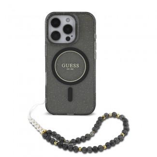 Apple iPhone 16 Pro Kılıf Guess Orjinal Lisanslı M-safe Şarj Özellikli Simli Silikon İnci Bileklikli Kapak Apple iPhone 16 Pro Kılıf Guess Orjinal Lisanslı M-safe Şarj Özellikli Simli Silikon İnci Bileklikli Kapak