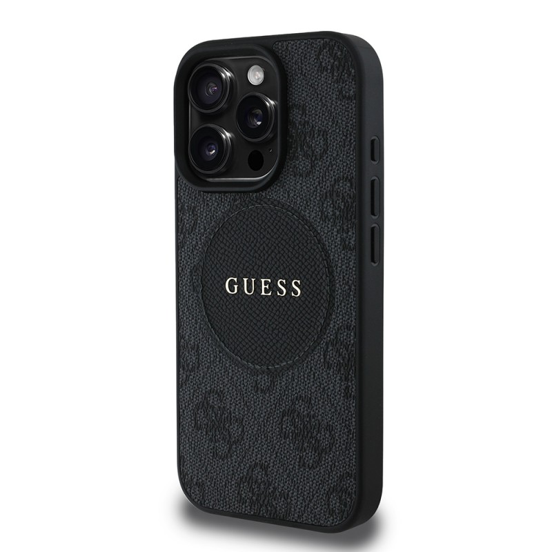 Bal-z Apple iPhone 16 Pro Kılıf Guess Orjinal Lisanslı M-safe Şarj Özellikli Yazı Logolu Circle Classic Kapak