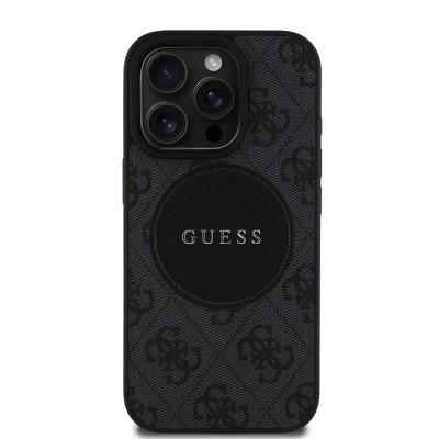 Bal-z Apple iPhone 16 Pro Kılıf Guess Orjinal Lisanslı M-safe Şarj Özellikli Yazı Logolu Circle Classic Kapak