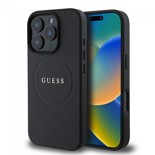 Apple iPhone 16 Pro Kılıf Guess Orjinal Lisanslı Magsafe Şarj Özellikli Yazı Logolu Grained Kapak Apple iPhone 16 Pro Kılıf Guess Orjinal Lisanslı Magsafe Şarj Özellikli Yazı Logolu Grained Kapak