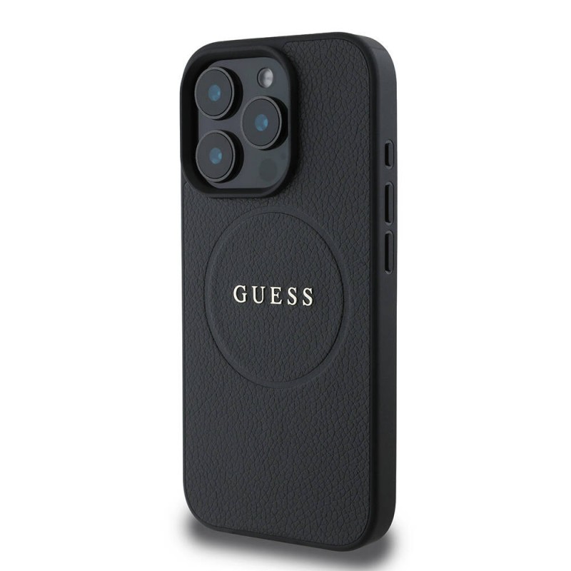 Bal-z Apple iPhone 16 Pro Kılıf Guess Orjinal Lisanslı M-safe Şarj Özellikli Yazı Logolu Grained Kapak