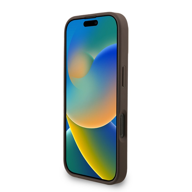 Bal-z Apple iPhone 16 Pro Kılıf Guess Orjinal Lisanslı PU Deri Bilek Askı İpli Metal Büyük 4G ve Yazı Logolu Kapak