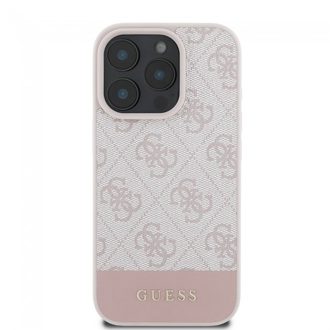 Apple iPhone 16 Pro Kılıf Guess Orjinal Lisanslı PU Deri Şerit Logo Dizaynlı Kapak