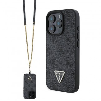 Apple iPhone 16 Pro Kılıf Guess Orjinal Lisanslı PU Deri Taşlı Metal Üçgen Logolu Çapraz Vücut Askılı 4G Desenli Kapak Apple iPhone 16 Pro Kılıf Guess Orjinal Lisanslı PU Deri Taşlı Metal Üçgen Logolu Çapraz Vücut Askılı 4G Desenli Kapak