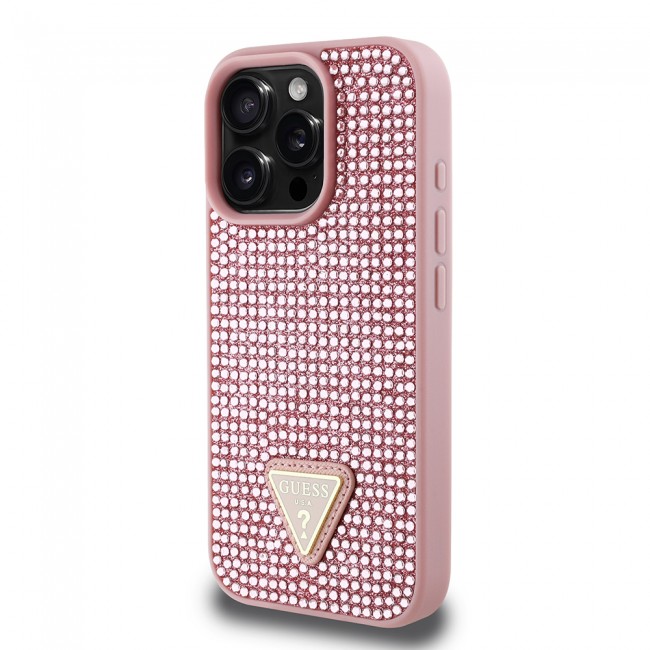 Apple iPhone 16 Pro Kılıf Guess Orjinal Lisanslı Taşlı Arka Yüzey Üçgen Logolu Kapak Apple iPhone 16 Pro Kılıf Guess Orjinal Lisanslı Taşlı Arka Yüzey Üçgen Logolu Kapak