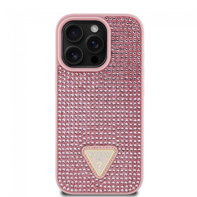 Apple iPhone 16 Pro Kılıf Guess Orjinal Lisanslı Taşlı Arka Yüzey Üçgen Logolu Kapak Apple iPhone 16 Pro Kılıf Guess Orjinal Lisanslı Taşlı Arka Yüzey Üçgen Logolu Kapak