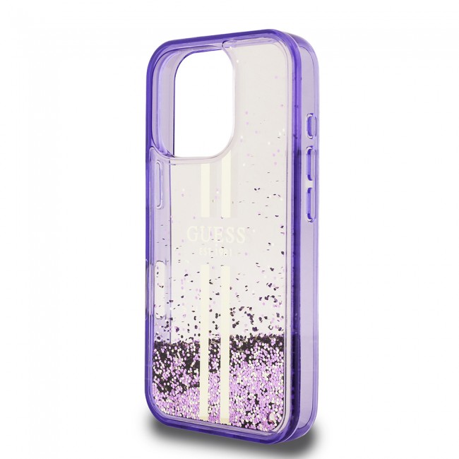 Apple iPhone 16 Pro Kılıf Guess Orjinal Lisanslı Transparan Sıvılı Simli Altın Çizgili Kapak Apple iPhone 16 Pro Kılıf Guess Orjinal Lisanslı Transparan Sıvılı Simli Altın Çizgili Kapak