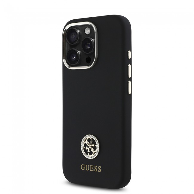 Apple iPhone 16 Pro Kılıf Guess Orjinal Lisanslı Yazı ve Taşlı 4G Logolu Metal Kamera Çerçeveli Silikon Kapak Apple iPhone 16 Pro Kılıf Guess Orjinal Lisanslı Yazı ve Taşlı 4G Logolu Metal Kamera Çerçeveli Silikon Kapak