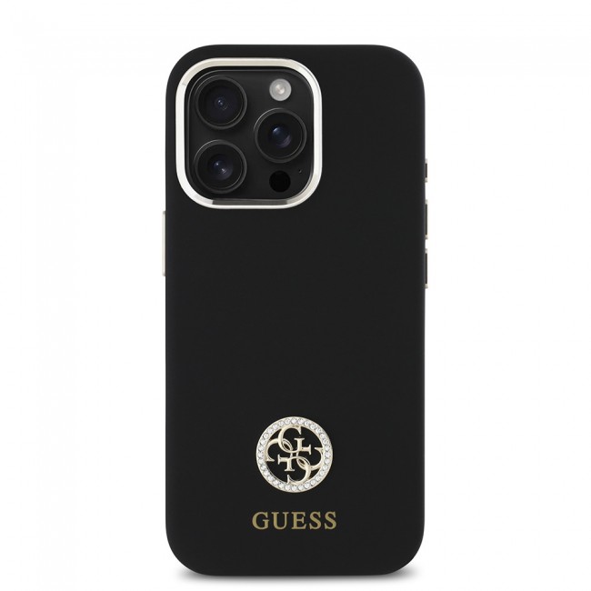 Apple iPhone 16 Pro Kılıf Guess Orjinal Lisanslı Yazı ve Taşlı 4G Logolu Metal Kamera Çerçeveli Silikon Kapak Apple iPhone 16 Pro Kılıf Guess Orjinal Lisanslı Yazı ve Taşlı 4G Logolu Metal Kamera Çerçeveli Silikon Kapak