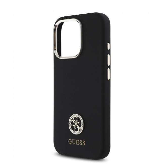 Apple iPhone 16 Pro Kılıf Guess Orjinal Lisanslı Yazı ve Taşlı 4G Logolu Metal Kamera Çerçeveli Silikon Kapak Apple iPhone 16 Pro Kılıf Guess Orjinal Lisanslı Yazı ve Taşlı 4G Logolu Metal Kamera Çerçeveli Silikon Kapak