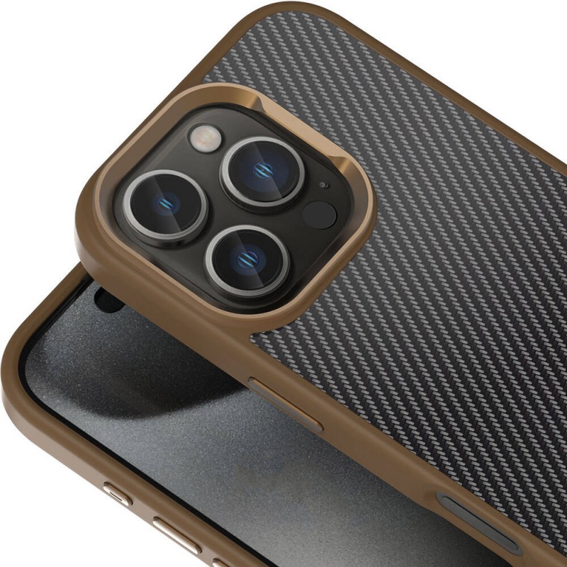 Bal-z Apple iPhone 16 Pro Kılıf Karbon Fiber Görünümlü Parlak Kamera Çerçeveli Zore Venus Kapak