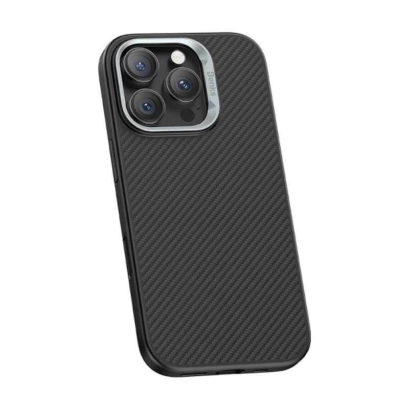 Bal-z Apple iPhone 16 Pro Kılıf Karbon Fiber M-safe Şarj Özellikli Kamerra Kontrol Butonlu Benks Hybrid ArmorPro 600D Kevlar Kapak