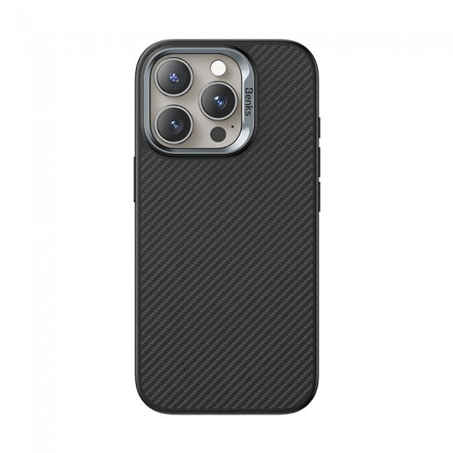 Apple iPhone 16 Pro Kılıf Karbon Fiber M-safe Şarj Özellikli Kamerra Kontrol Butonlu Benks Hybrid ArmorPro 600D Kevlar Kapak Apple iPhone 16 Pro Kılıf Karbon Fiber M-safe Şarj Özellikli Kamerra Kontrol Butonlu Benks Hybrid ArmorPro 600D Kevlar Kapak